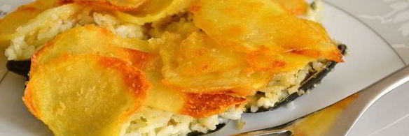 фаршированные мидии, запеченные под картофельной корочкой