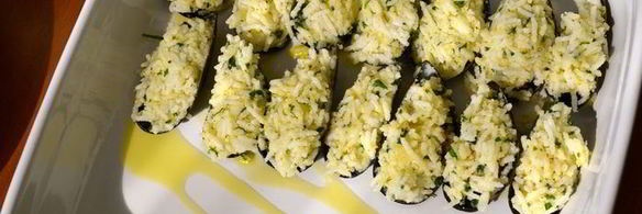 фаршированные мидии, запеченные под картофельной корочкой