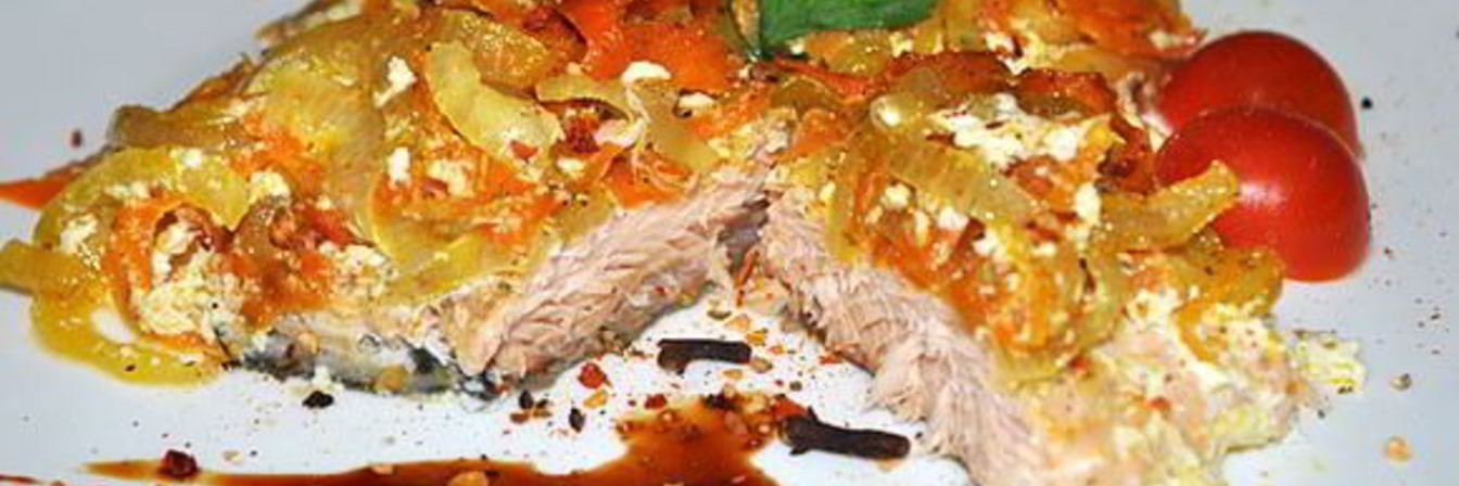 Горбуша, запеченная в сливках