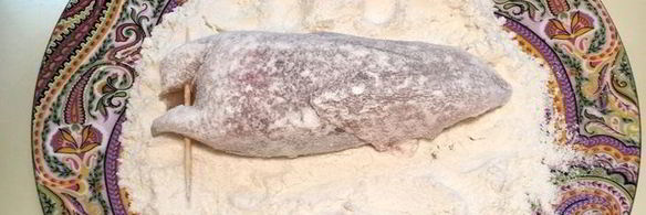 кальмар, фаршированный крабовыми палочками