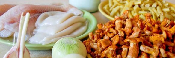 кальмары, фаршированные грибами,