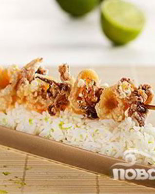 Хрустящие кальмары с рисом