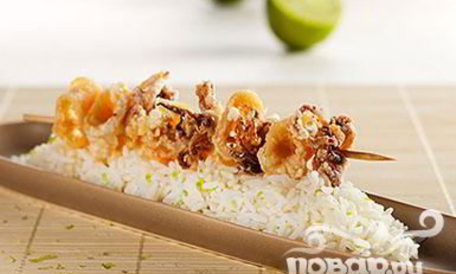 Рецепт хрустящих кальмаров с рисом