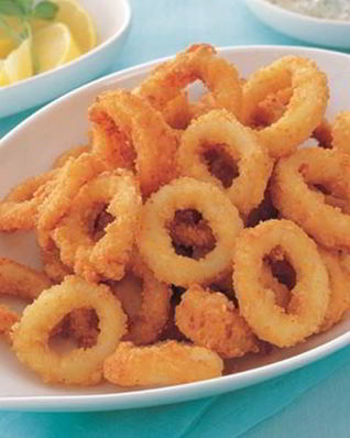 Хрустящие жареные колечки кальмара