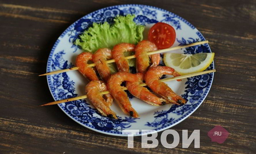 Рецепт креветок на шпажках