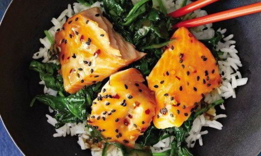 Рецепт лосося под лаймовым дрессингом в миске по-азиатски