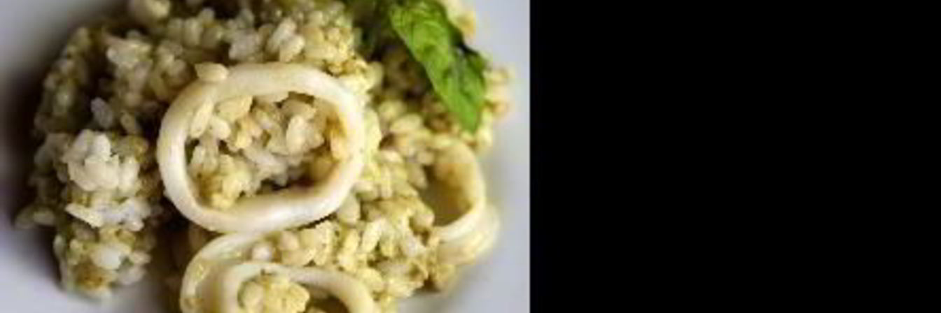 Панированные кальмары с орзотто