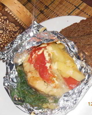 Рыба в конвертиках из фольги