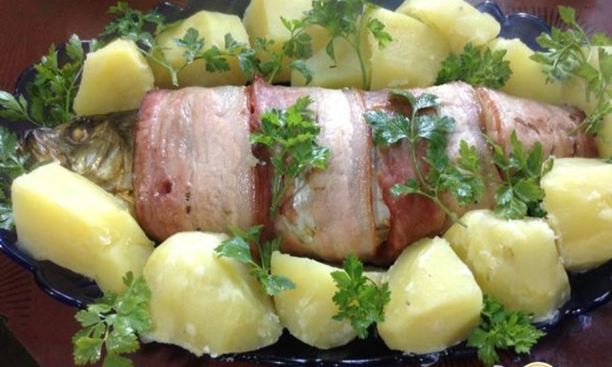 Рецепт сельди с беконом и грибами