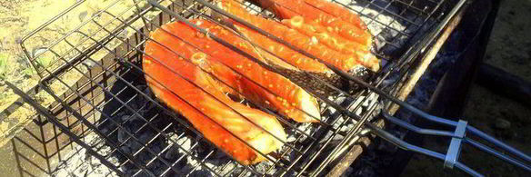 семга на гриле в медово-горчичной глазури