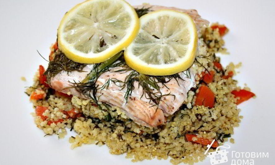 Рецепт семги на подушке из кус-куса