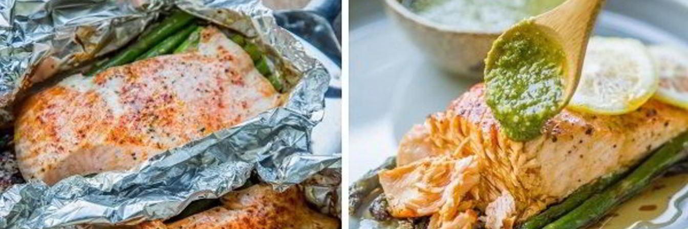 Семга со спаржей в фольге