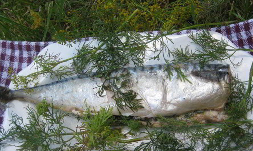 Рецепт скумбрии-гриля с маслом и укропом