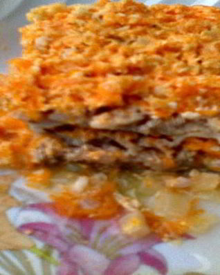 Сочный хек под вкусной шубой