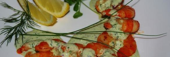 тигровые креветки под греческим соусом