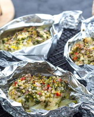 Треска на гриле с кинзой и лаймом