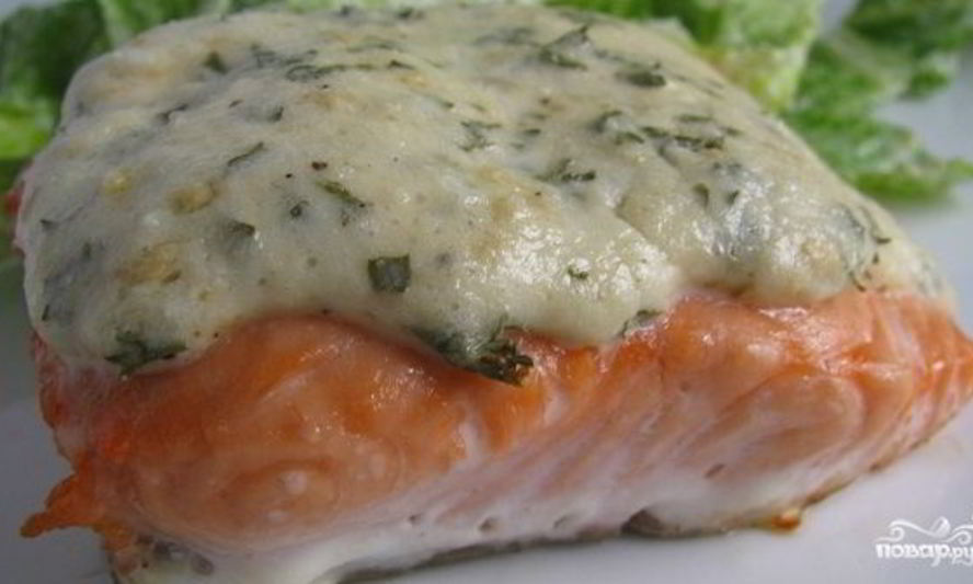 Рецепт запеченной красной рыбы с сыром