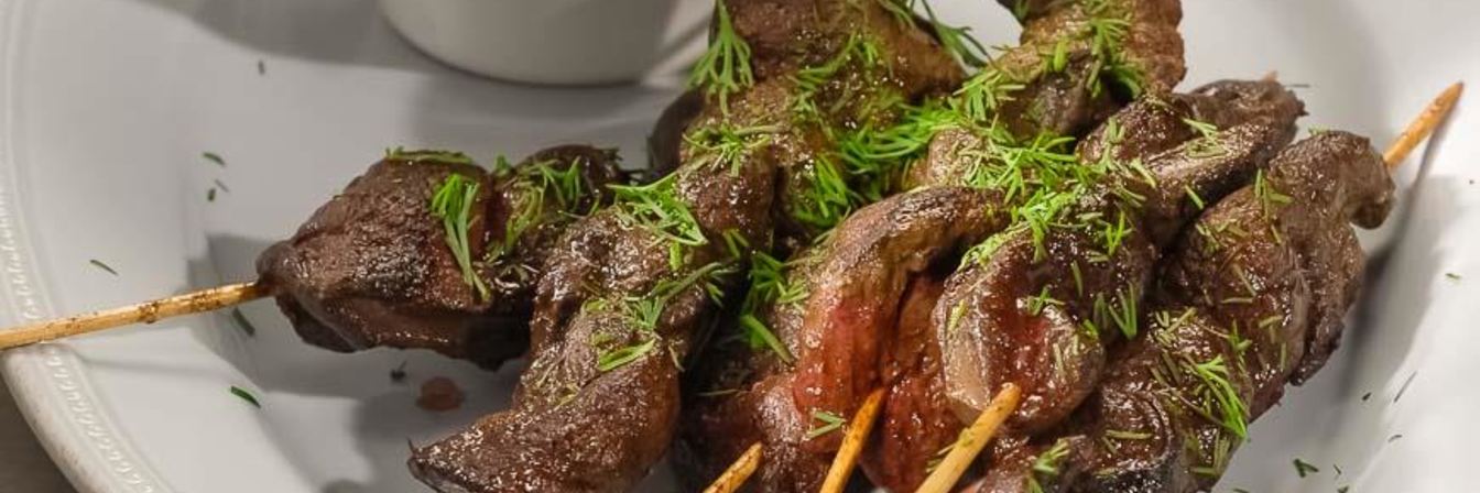 Шашлычки из говяжьей печенки