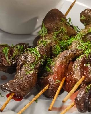 Шашлычки из говяжьей печенки