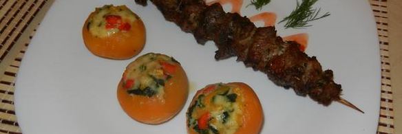 шашлычок с запечеными фаршированными репками