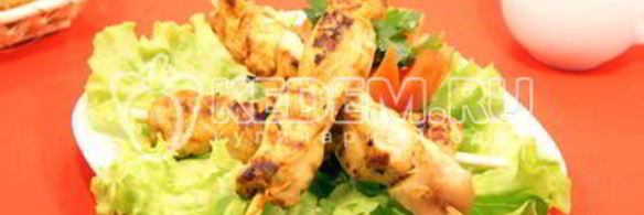 шашлык из курицы на сковороде гриль