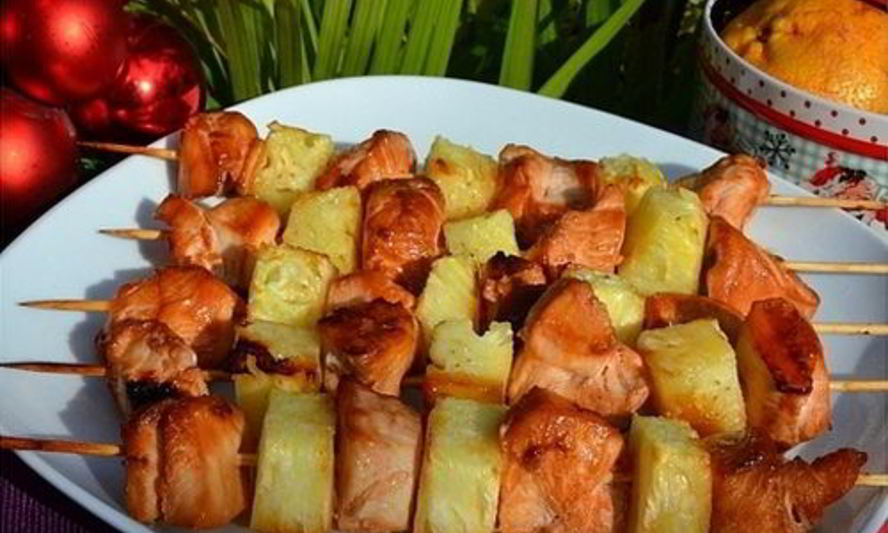 Рецепт шашлыка из курицы с ананасом в духовке