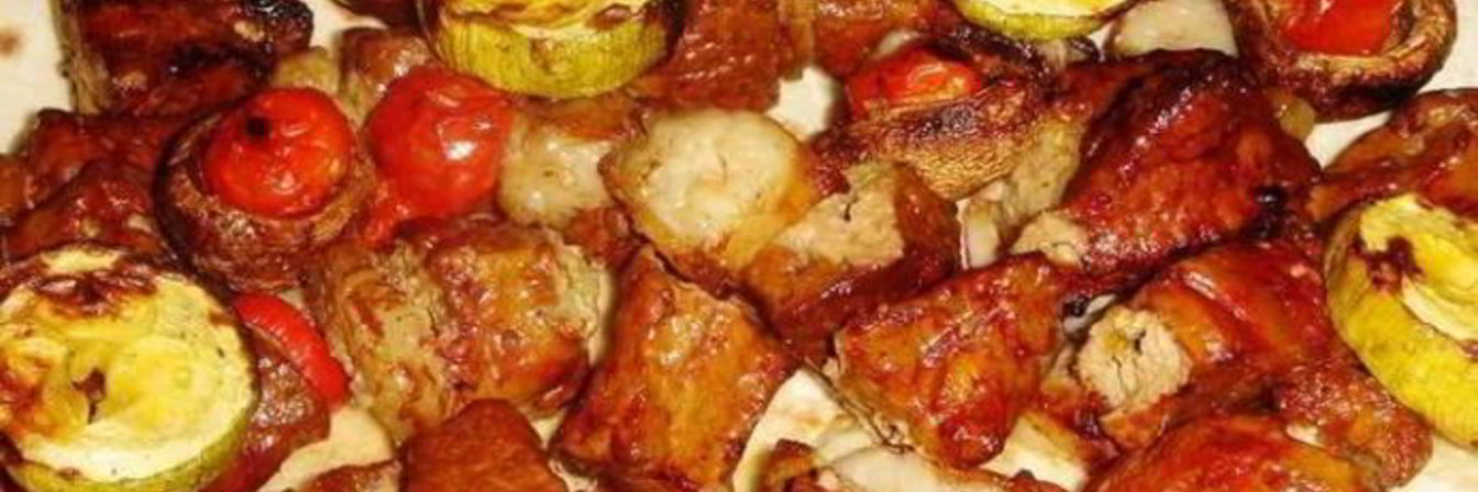 Шашлык из печени с салом