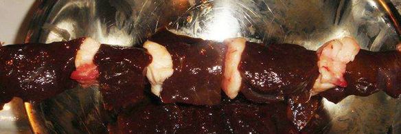 шашлык из печени с салом