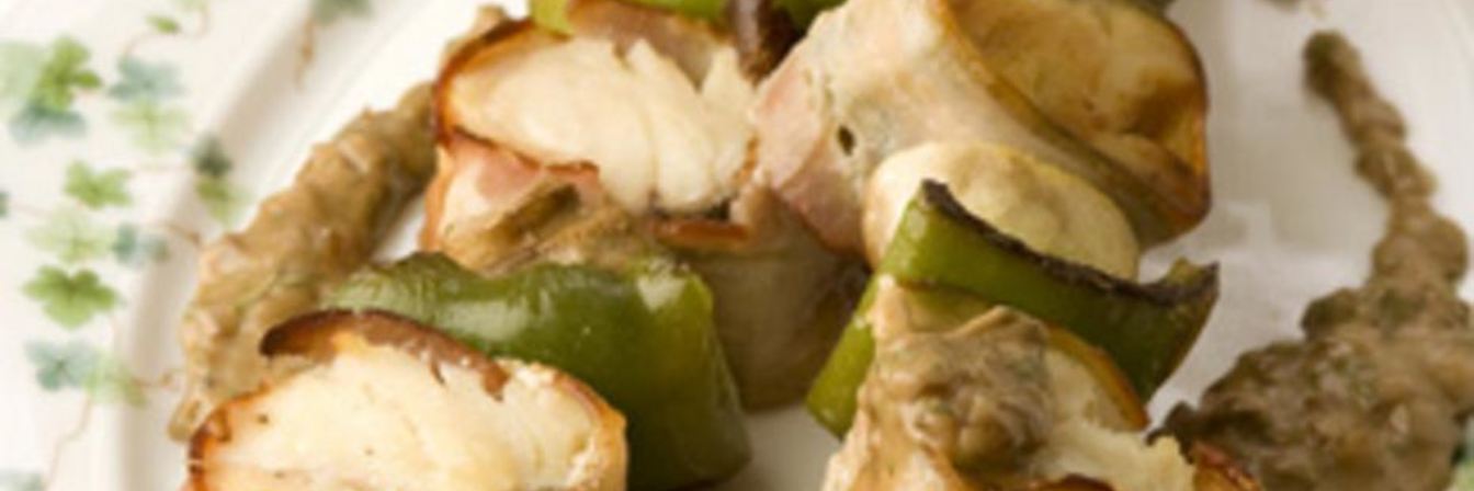 Шашлык из рыбы с грибами