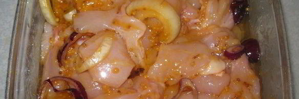 шашлык из цыпленка в горчичном маринаде с болгарским перцем