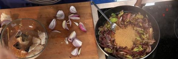 шашлык из зубатки с луковым конфитюром