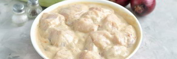 шашлык на кефире из куриного филе с овощами