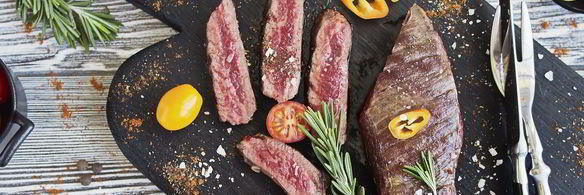 стейк из говядины на сковороде