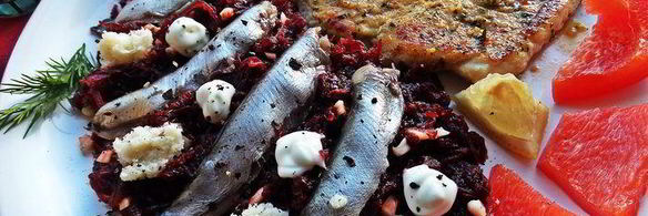 свекольный гарнир с килечкой