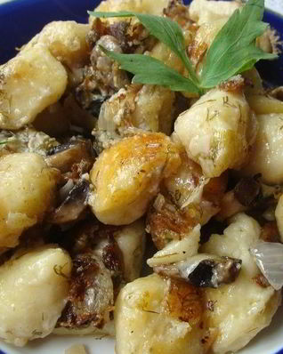 Ленивые картофельные вареники с грибами