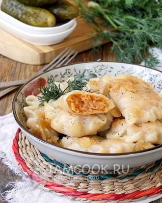 Постные вареники с капустой
