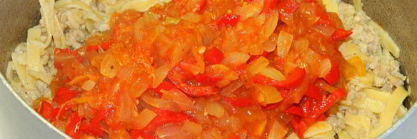 яичная лапша с мясом и овощами