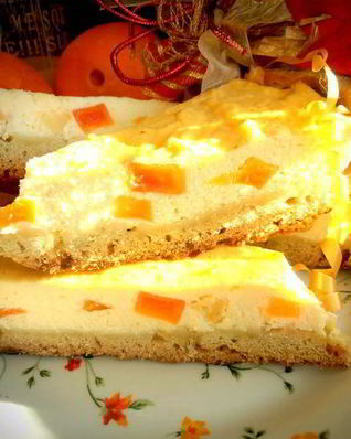 Утренняя ватрушка Фруктовый коктейль в творожке на песочном тесте