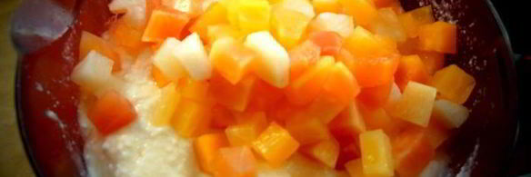 утренняя ватрушка фруктовый коктейль в творожке на песочном тесте