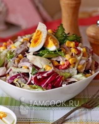 Салат из говядины и маринованного перца