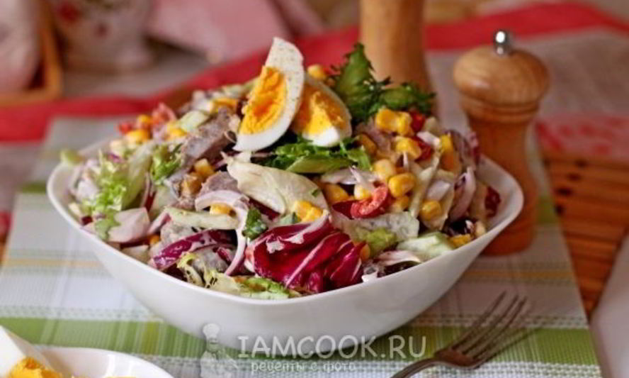 Рецепт салата из говядины и маринованного перца