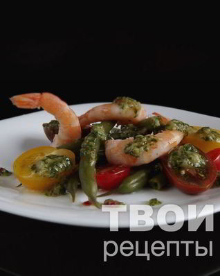 Салат из помидоров с креветками