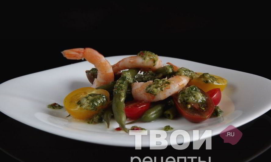 Рецепт салата из помидоров с креветками