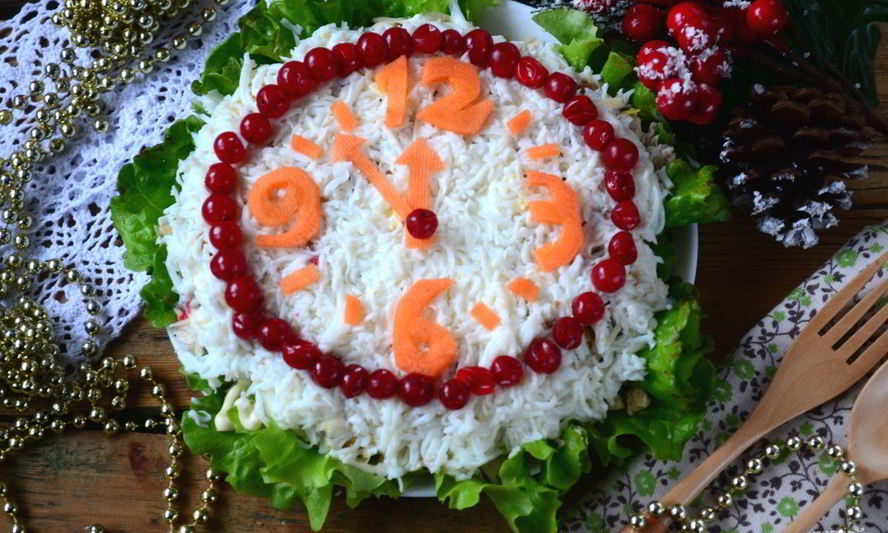 Рецепт салата новогодние часы