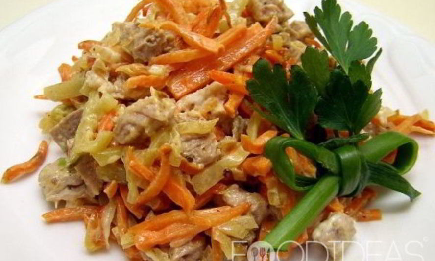 Рецепт салата обжорка с печенью