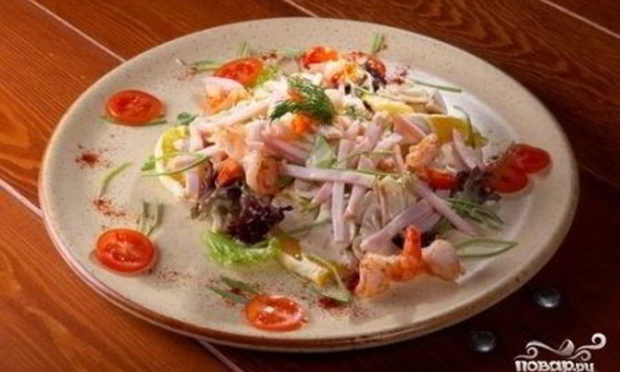 Рецепт салата с грибами и ветчиной