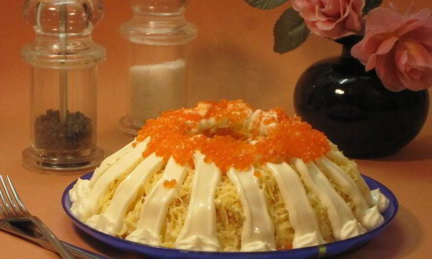 Рецепт салата с кальмарами