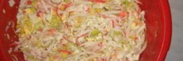 салат с креветками и кальмаром