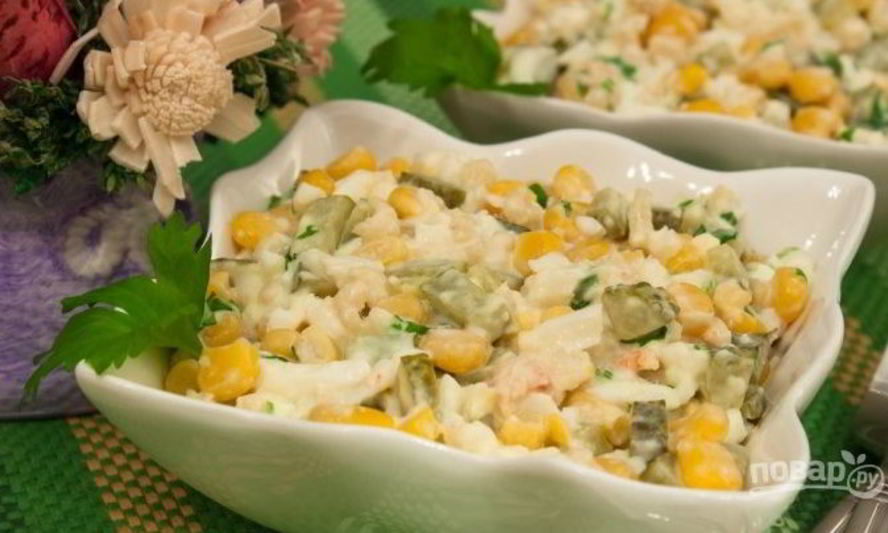 Рецепт салата с мясом криля