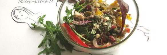 салат с сардинами, фундуком и руколой